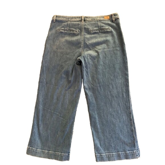 Paige Jeans Patch Pocket Nellie Crop Size 32 Blue Hyden Wash Wide Leg High Rise - Picture 11 of 11